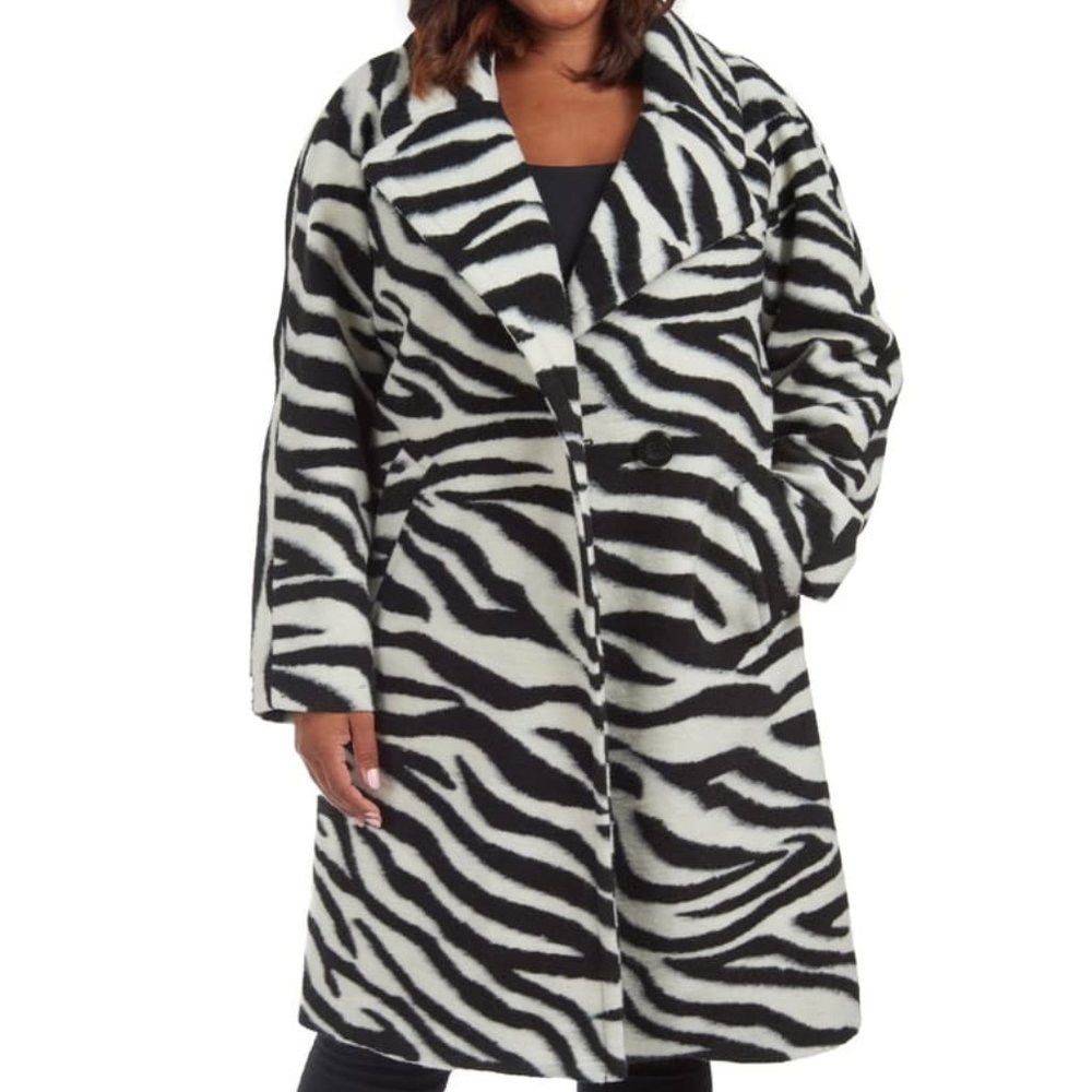Rachel Rachel Roy Water Repellent Zebra Print Coat